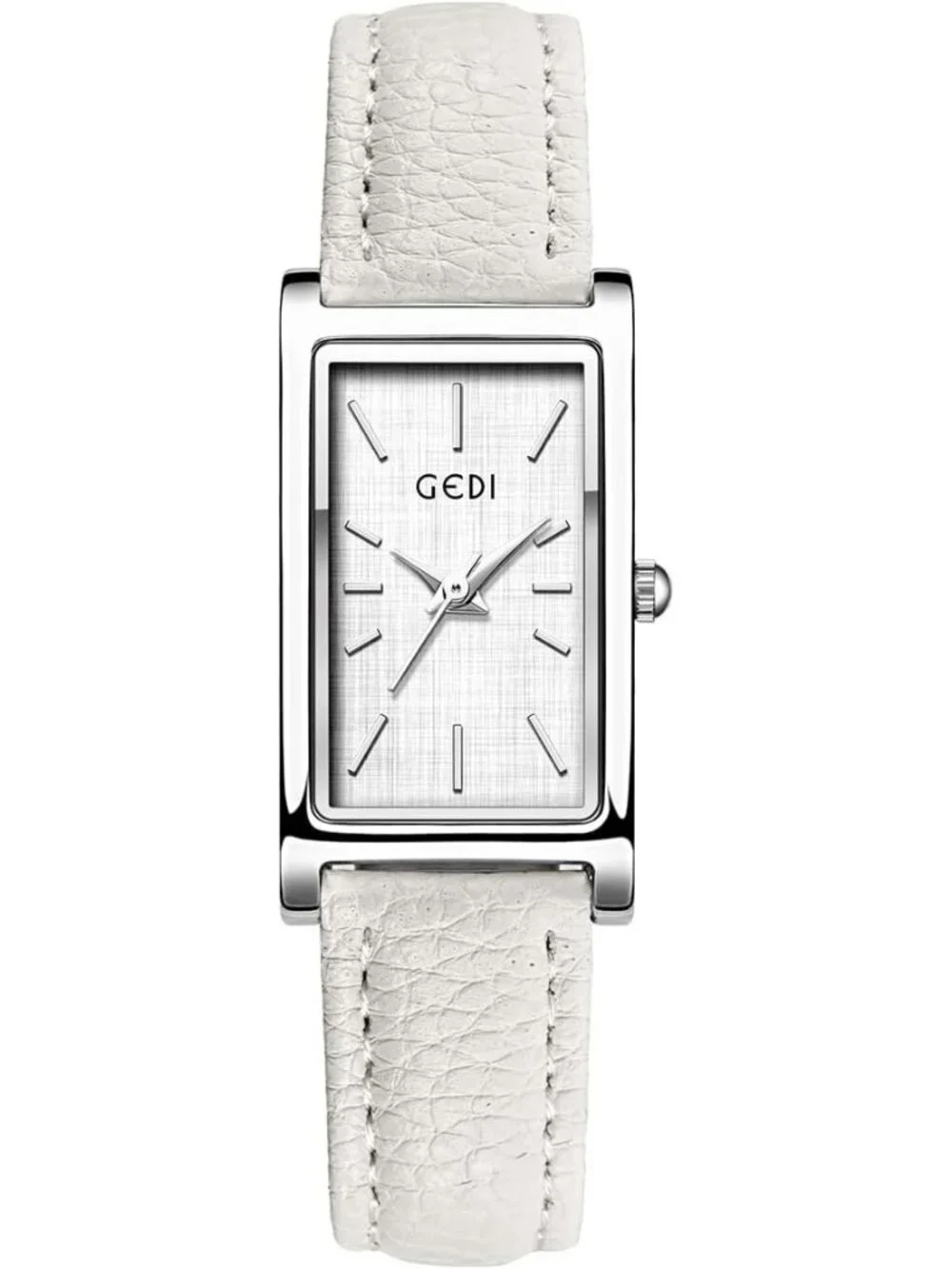 Women's White And Silver Analog Ultra-Thin Rectangle Vintage Square Wrist Watch
